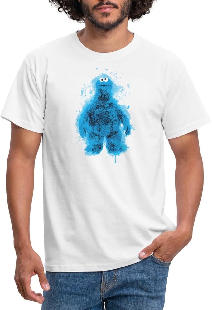 Sesamstraat Koekiemonster Paint Spetters T-Shirt Heren