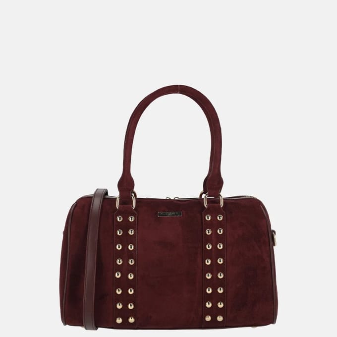Flora & Co bowling suedine handtas studs bordeaux