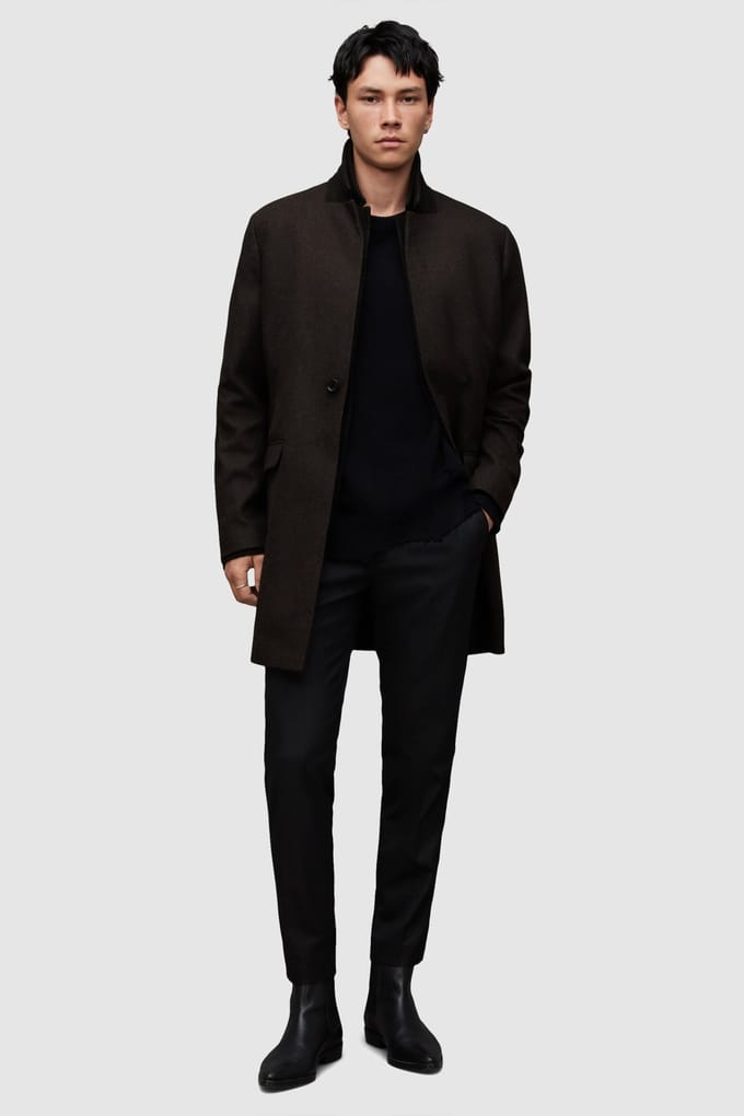 AllSaints Centinel Coat Bitter Brwn Twill Taglia: 36 | Cappotti monopetto Outlet | Uomo