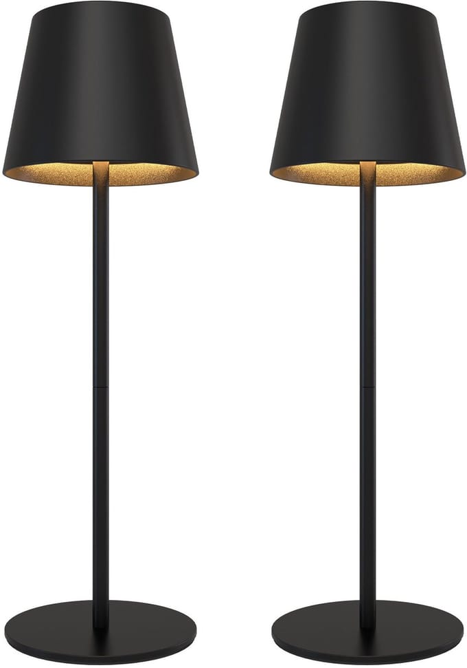 Ledvion – 2x Oplaadbare Tafellamp Nyra – LED - Zwart– Dimbaar – IP54 – USB