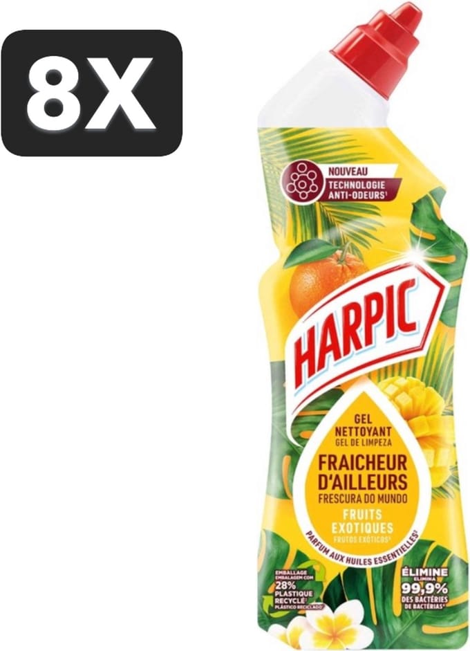8 x Harpic - Toiletreiniger - Gel - Exotisch Fruit Parfum - 750 ml