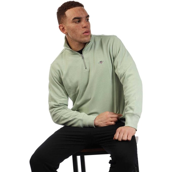 Gant Heren Half Ritssweatshirt (Groen)