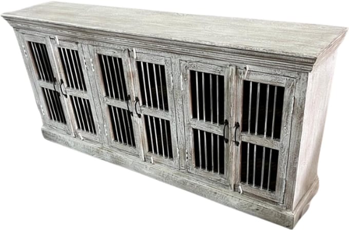 Deco4yourhome® - Dressoir - Spijlen - Wit - 90x200x40cm