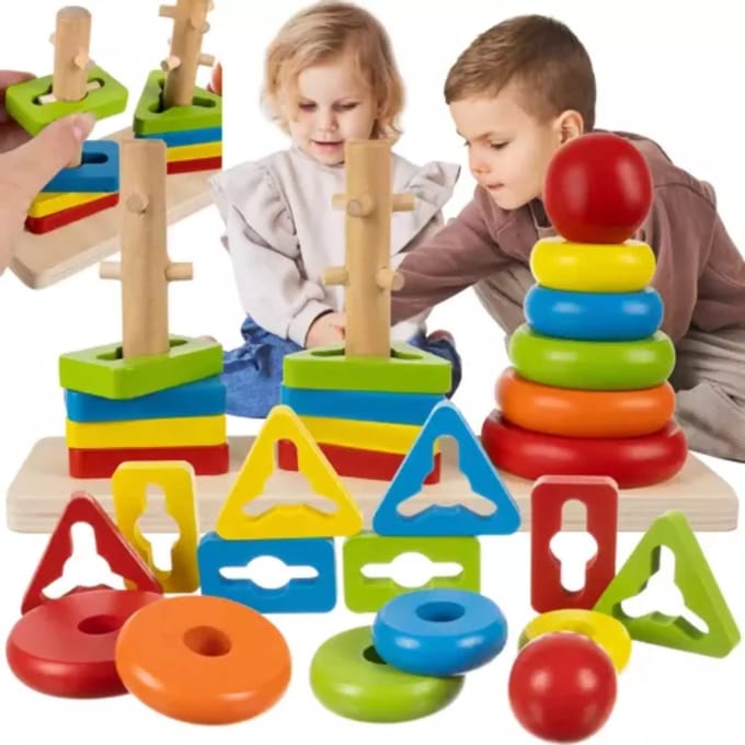 Kruzzel Houten Sorteerder Puzzel - Educatief Speelgoed voor Jonge Kinderen