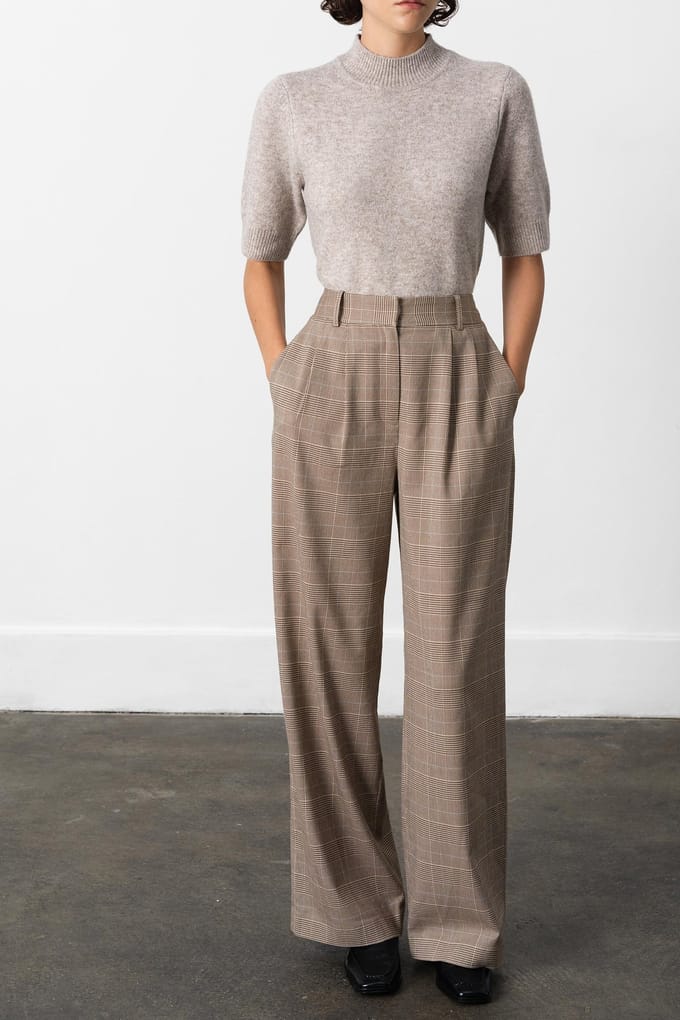 French Connection Chester Check Trouser Brown Multi Brown Multi Maat: 10 | Pantalons Outlet | Dames | Bruin