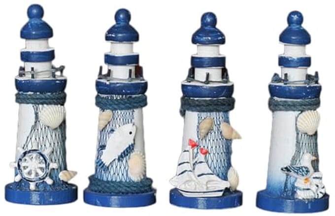 Miniatuur Vuurtoren Set - 4 Stuks Decoratieve Vuurtoren Beeldjes voor Landschapsarchitectuur