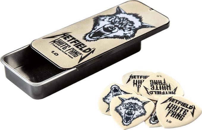 Jim Dunlop James Hetfield - Plectrums - White Fang - 1,00 mm - Pick Tin 6 Stuks