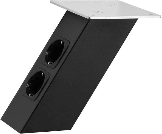 SOTECH Barconsole Schuin 170 x 80 x 70 mm in Zwart met Schuko Aansluitingen 30 kg Draagvermogen Tegenbodemconsole