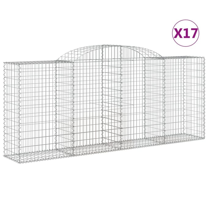 vidaXL - Schanskorven - 17 - st - gewelfd - 300x50x120/140 - cm - ijzer