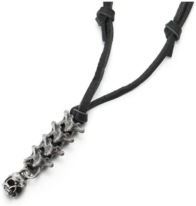Allecto - Lederen halsketting - Skelet beenderen - design - Zwart