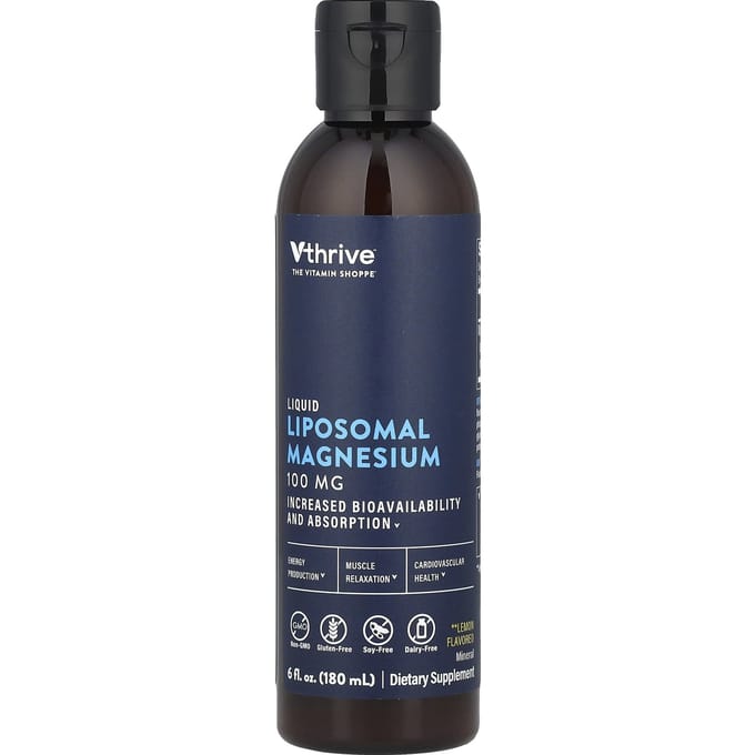 Vthrive, Liquid Liposomal Magnesium, Lemon, 100 mg, 6 fl oz (180 ml)