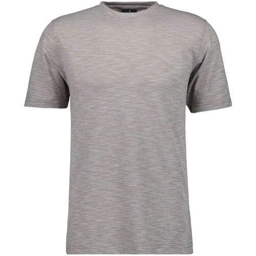 Ragman T-Shirt Soft Knit Fine Stripe Round Neck Beige Melange / male