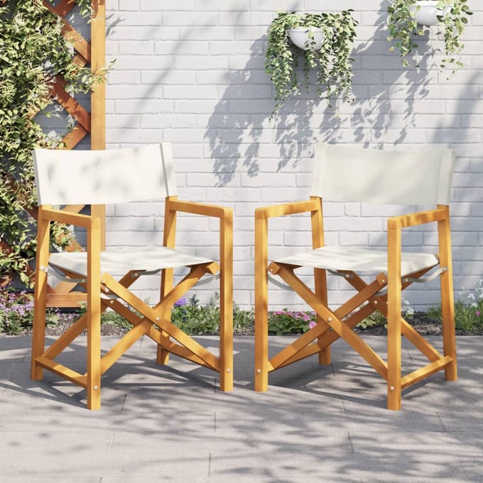 vidaXL - Regisseursstoelen - 2 - st - inklapbaar - stof - crèmewit