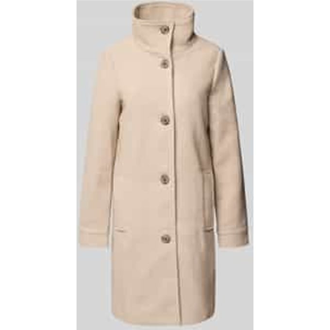 Tom Tailor - Wollen jas met opstaande kraag - Maat XL - beige heringbone