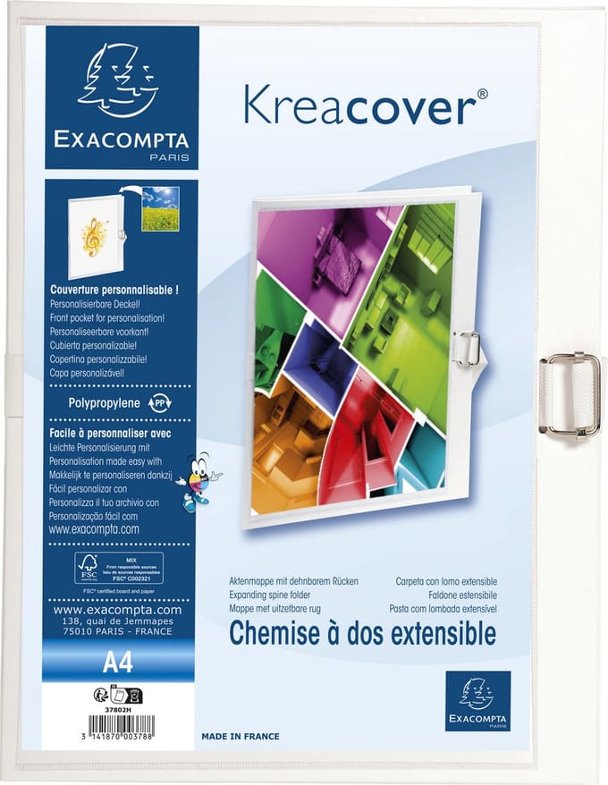 Exacompta 10x Kreacover® Map met uitrekbare rug - 24x32 cm - Wit - 37802H