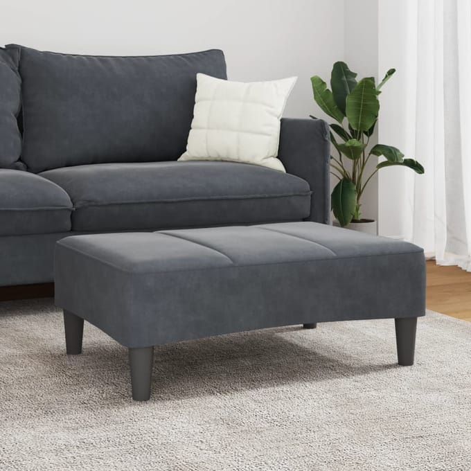 vidaXL - Voetenbank - 77x55x31 - cm - fluweel - donkergrijs