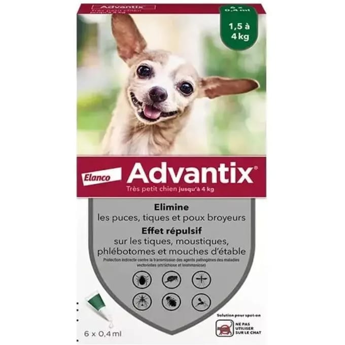 Ongediertebestrijding voor honden Elanco Advantix 0,4 ml
