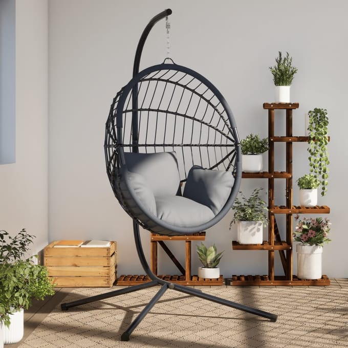 vidaXL - Standaard - voor - Hang-Ei - Stoel - zonder - Mand - Antraciet