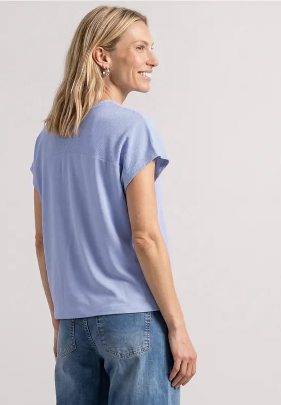 Shirt met overhangende schouders en structuurmix