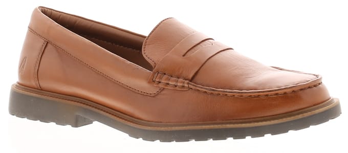 Hush Puppies Verity Slip On Leren Damesslippers In Tan.