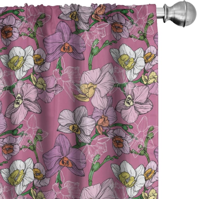 ABAKUHAUS Orchidee Gordijnen – 2x75x245 cm – Gebloemd