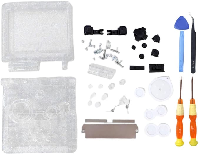 Dailygoods- Behuizing Transparant - Vervangende Schelp - Gameboy Advance SP - Knoppen/Screws Kit - Hoogwaardige Materialen - DIY Aanpassing - Consolebehuizing
