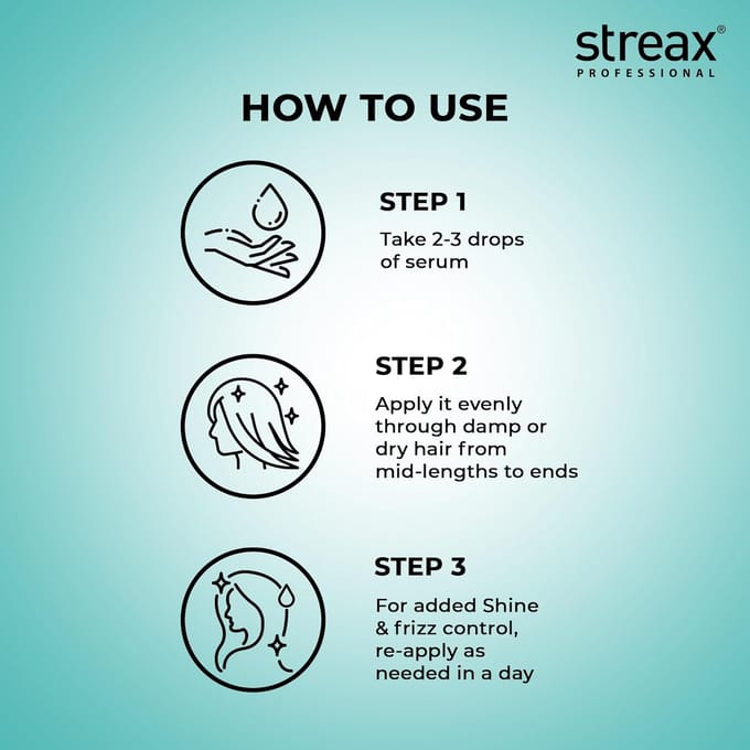 Streax Professional Vitariche Gloss Sérum Capillaire 75ml Lot de 1 Pour des Cheveux Brillants, Doux et Sans Frisottis blue