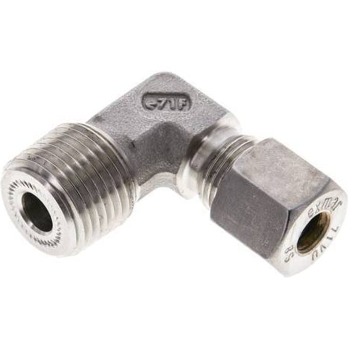 1/2'' NPT Buitendraad x 8S RVS L-Knelfitting 90 graden 630 Bar DIN 2353 - FL2E-MO-ST-012N-08-S