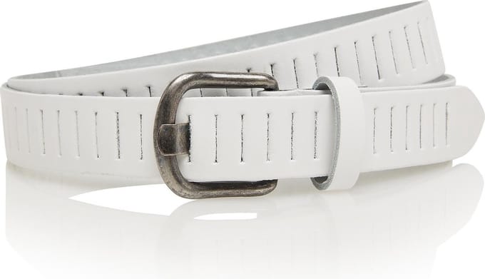 Timbelt Leren gleufjes riem wit - 100% leer - maat 85 - totale lengte 100