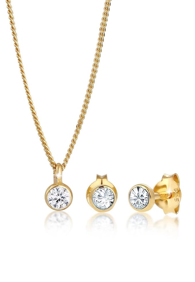 Elli damesjuwelen set 925 Silver 3 Crystal One Size Goud 32020156