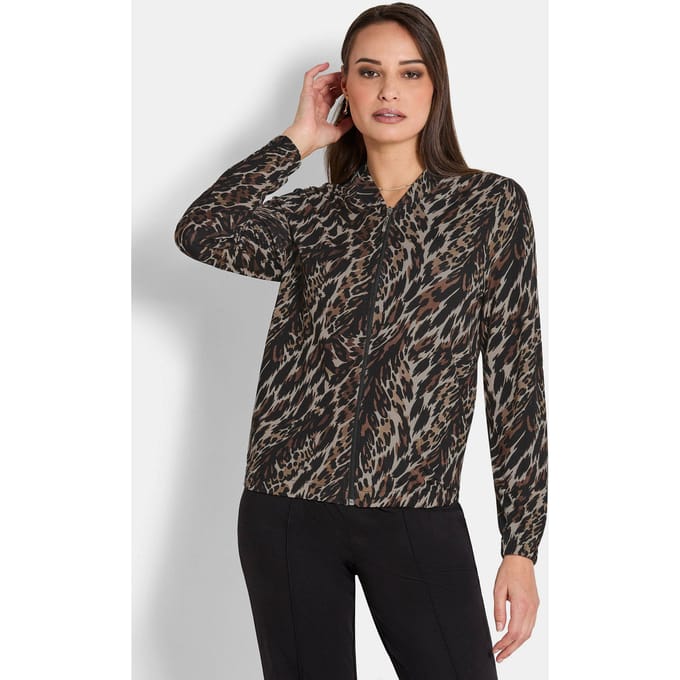 Blouson van viscose-jersey - zwart / camel - Gr. 52 van Goldner Fashion
