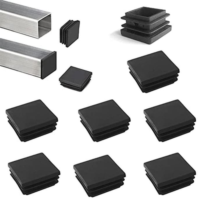 Vierkante kunststof stekkers voor buispalen - 6 stuks - 75 x 75 mm - Zwart