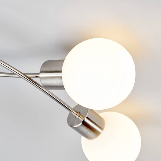 Lindby - plafondlamp - 3lichts - Metaal, glas - H: 22 cm - E14 - mat nikkel, opaalwit
