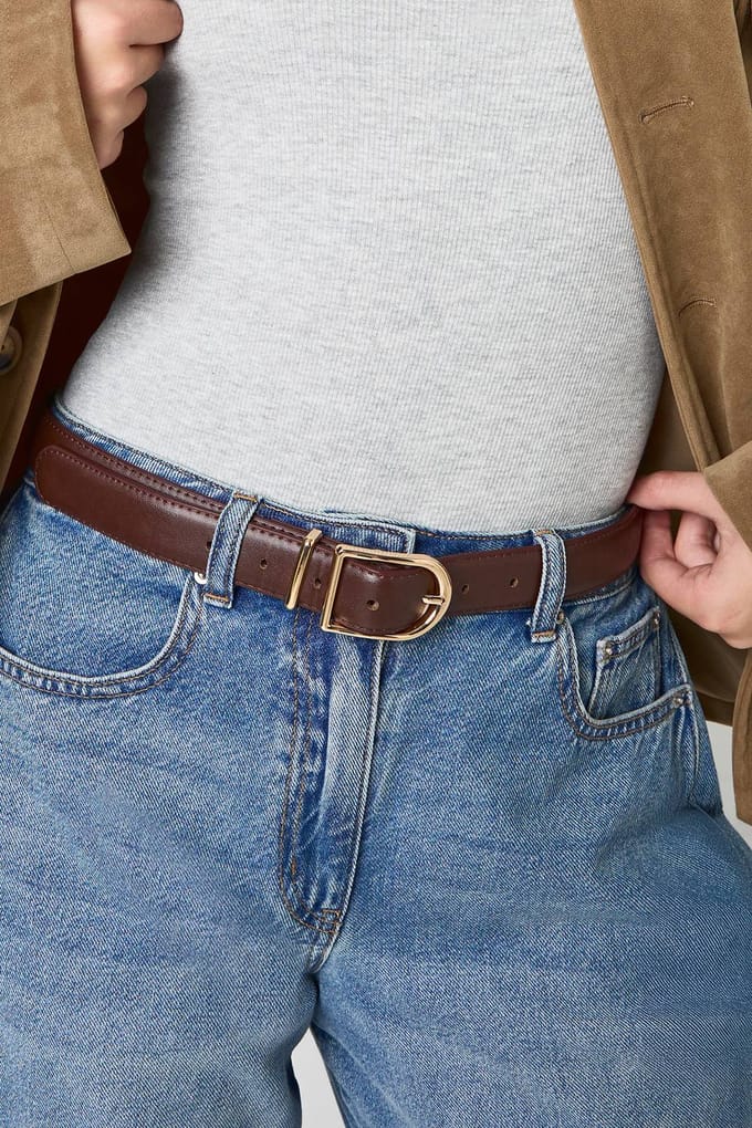 boohoo Dames Chocolade gepolsterde nepleren riem | Chocoladebruin | Maat: Medium/Large