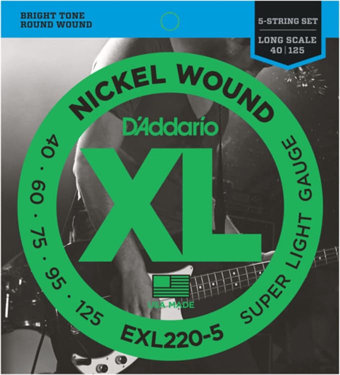 D'Addario EXL220-5 Bassnaren 5-Snarig (40-125) Super Light