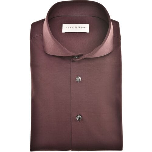 John Miller Overhemd Uni Color Wide-Spread Collar Cotton Jersey Donker Rood / male