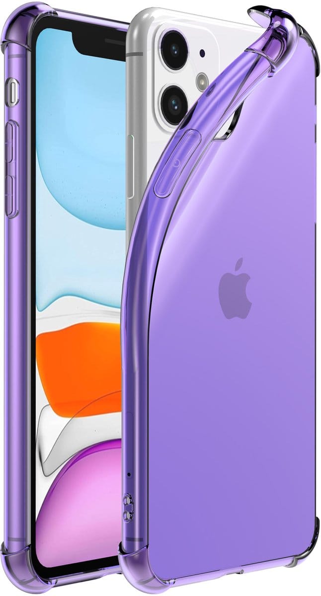 Smartphonica iPhone 11 transparant siliconen hoesje - Paars geschikt voor iPhone 11