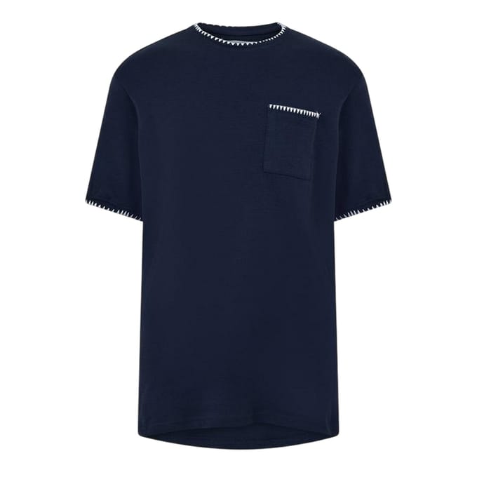 Threadbare Gebreid T-shirt voor heren van Perth (Marine/Ecru)