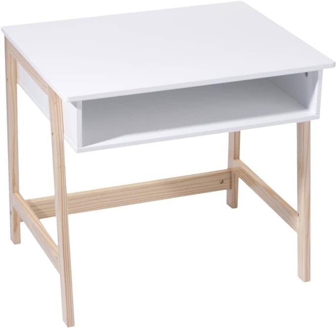DYNA® Kinderbureau - Kindertafel Met Opbergruimte – Activiteitentafel – Wit - 46cm x 58cm x 52cm