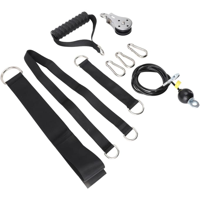 Pull Down Katrolsysteem 2m Staalkabel Triceps Pull Down Hulpstuk Thuisgym Katrolsysteem black