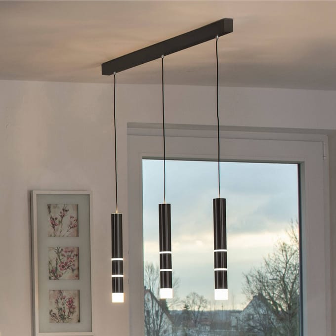 LED hanglamp PURE Vega, drie cilinders, zwart