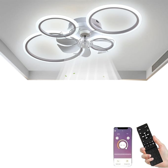 MKSS® Plafondventilator met Verlichting - Ventilator voor Slaapkamer - Air Cooler met Afstandsbediening - Wit