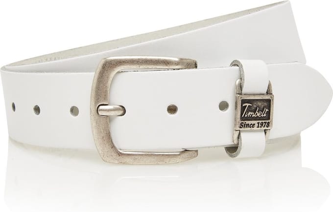 Timbelt 4 cm witte jeansriem - 100% leder - wit - Maat 85 - Totale lengte riem 100 cm