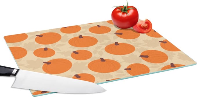 Glazen Snijplank - 39x28 - Herfst - Pompoen - Bladeren - Design - Snijplanken Glas