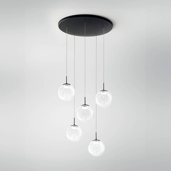 Fabas Luce LED hanglamp Ariel, 5-lamps, rond, stappendimmer, CCT