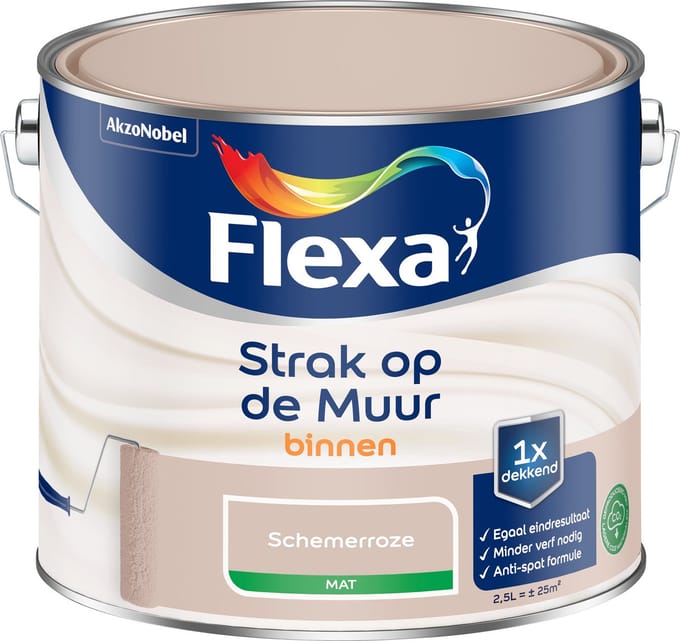 Flexa Strak Op De Muur Muurverf - Mat - Schemerroze - 2,5l
