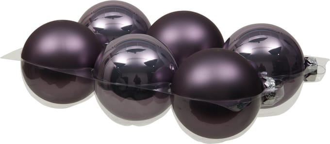Othmar Decorations Kerstballen - 6x st - lila paars - 8 cm - glas - mat/glans - kerstversiering