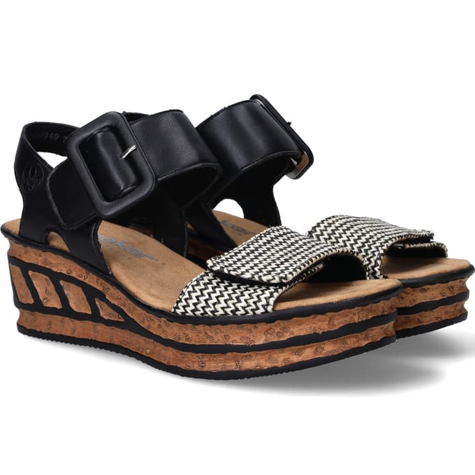 Rieker Sandalen Plat Sandalen Plat - zwart - Maat 36
