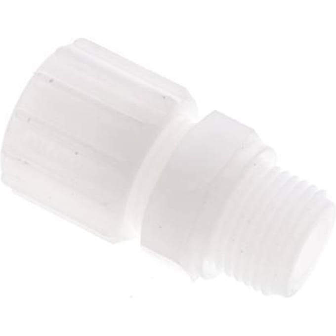 15x9mm & G1/2'' PVDF Rechte Knelfitting Buitendraad 10bar Kunststof en Polyamide