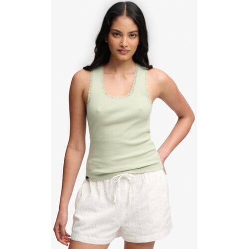 Superdry Vintage Kanten Top Green Grootte: 44